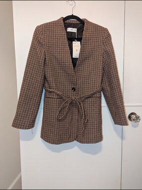 NWT Mango Brown Plaid Blazer